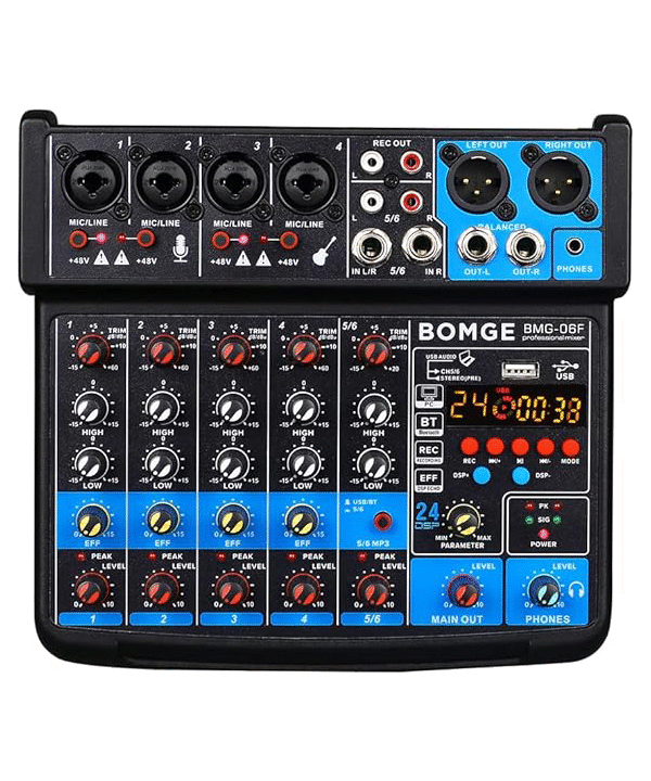 BOMGE 6 Channels Audio Sound Mixer
